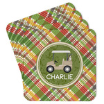 Golfer's Plaid Paper Coasters w/ Name or Text