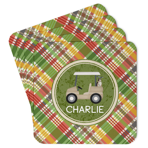 Custom Golfer's Plaid Paper Coasters (Personalized)