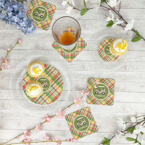 Golfer's Plaid Paper Coasters - In Context