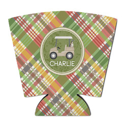Golfer's Plaid Party Cup Sleeve - with Bottom (Personalized)