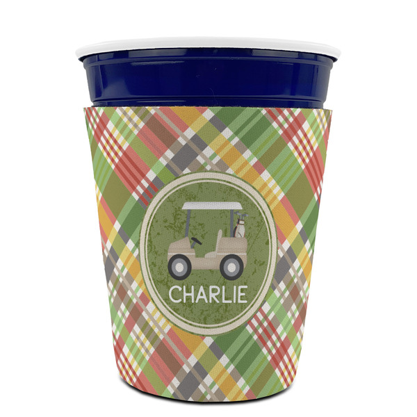 Golfer's Plaid Party Cup Sleeves - without bottom - FRONT (on cup)
