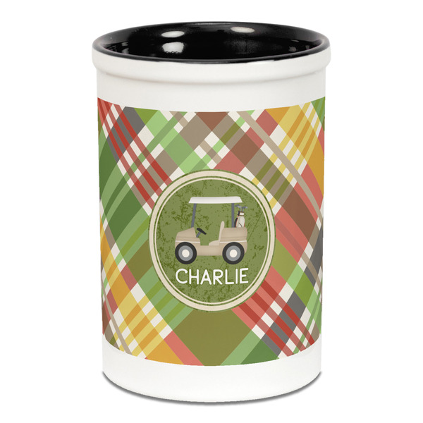 Golfer's Plaid Pencil Holder - Black