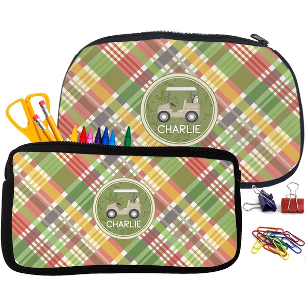 Golfer's Plaid Pencil / School Supplies Bags Small and Medium