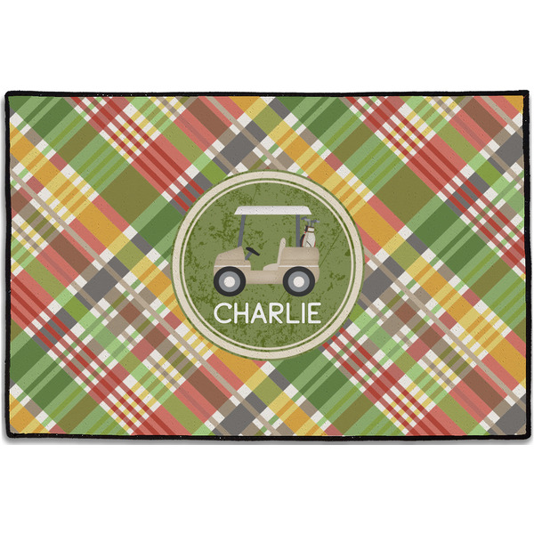 Golfer's Plaid Personalized Door Mat - 36x24 (APPROVAL)