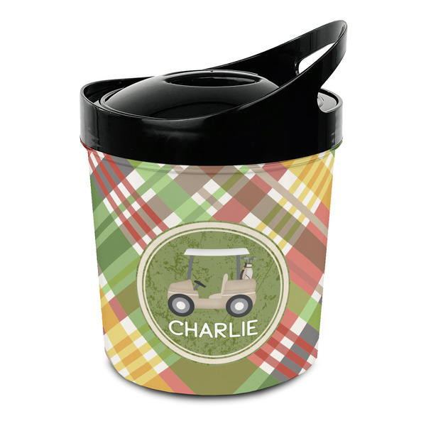 Custom Golfer's Plaid Plastic Ice Bucket (Personalized)