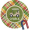 Golfer's Plaid Round Fridge Magnet (Personalized)