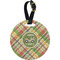 Golfer's Plaid Plastic Luggage Tag - Round (Personalized)
