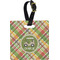 Golfer's Plaid Plastic Luggage Tag - Square w/ Name or Text