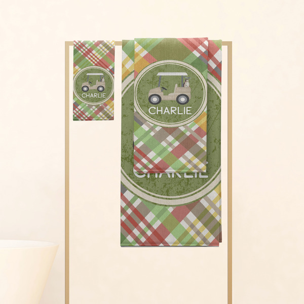Golfer's Plaid Personalized Towel Set