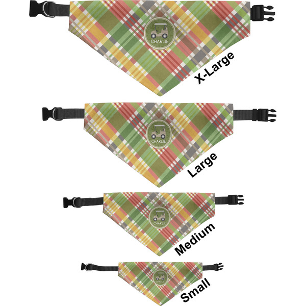 Golfer's Plaid Pet Bandana Sizes