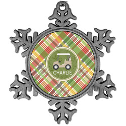 Golfer's Plaid Vintage Snowflake Ornament (Personalized)