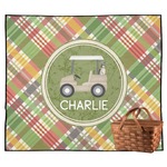 Golfer's Plaid Outdoor Picnic Blanket (Personalized)