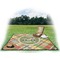 Golfer's Plaid Picnic Blanket - with Basket Hat and Book - in Use