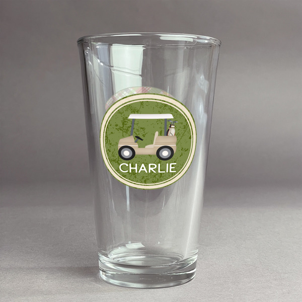 Custom Golfer's Plaid Pint Glass - Full Color Logo (Personalized)