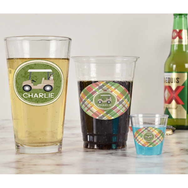 Golfer's Plaid Pint Glass - Two Content - In Context