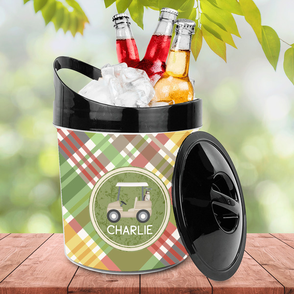 Golfer's Plaid Plastic Ice Bucket - LIFESTYLE