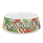 Golfer's Plaid Plastic Dog Bowl - Medium (Personalized)