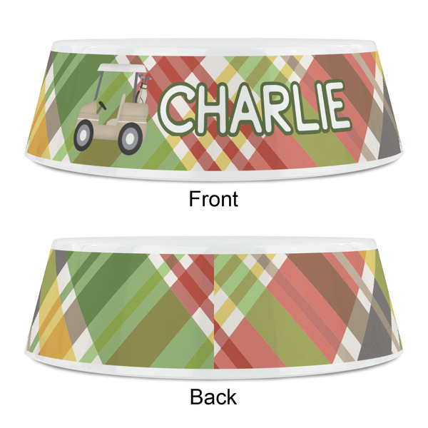 Golfer's Plaid Plastic Pet Bowls - Small - APPROVAL