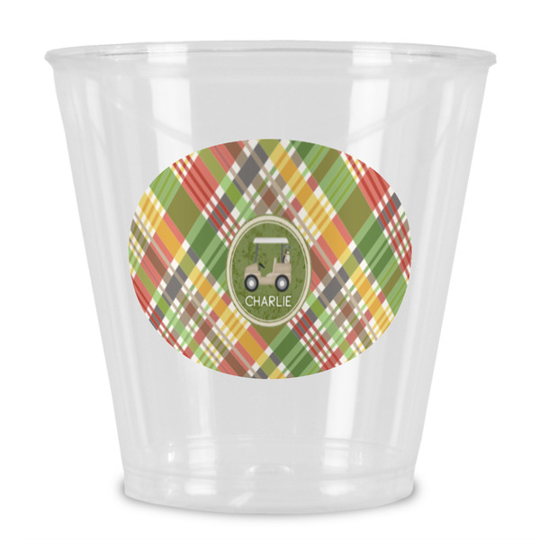 Custom Golfer's Plaid Plastic Shot Glass (Personalized)