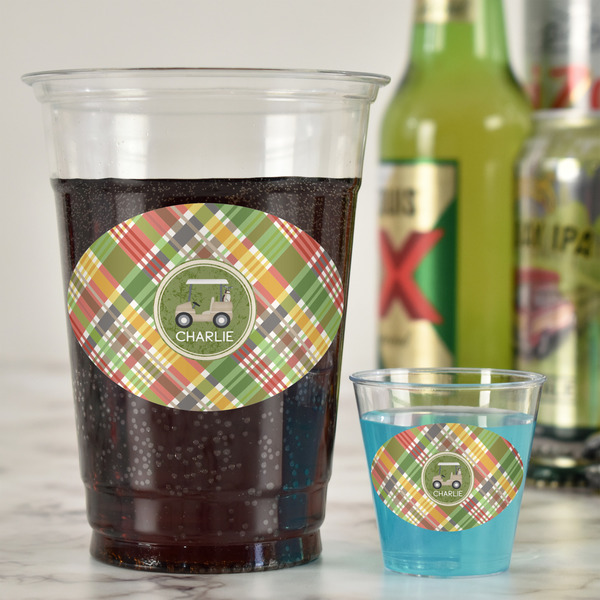 Golfer's Plaid Plastic Shot Glasses - In Context