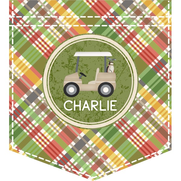 Custom Golfer's Plaid Iron On Faux Pocket (Personalized)
