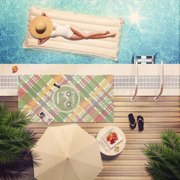 Golfer's Plaid Pool Towel Lifestyle