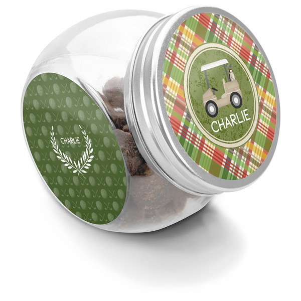 Custom Golfer's Plaid Puppy Treat Jar (Personalized)