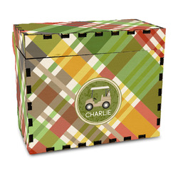 Golfer's Plaid Wood Recipe Box - Full Color Print (Personalized)
