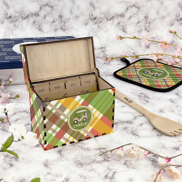 Golfer's Plaid Recipe Box - Full Color - In Context