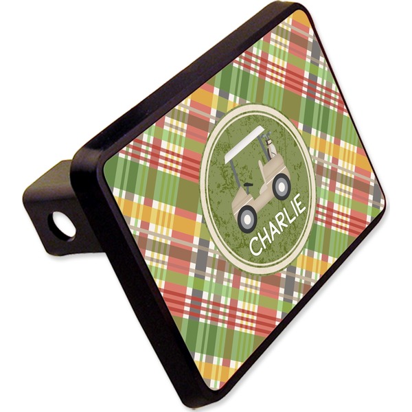 Custom Golfer's Plaid Rectangular Trailer Hitch Cover - 2" (Personalized)