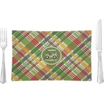 Golfer's Plaid Glass Rectangular Lunch / Dinner Plate (Personalized)