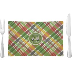 Golfer's Plaid Rectangular Glass Lunch / Dinner Plate - Single or Set (Personalized)