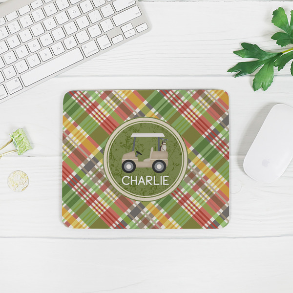Golfer's Plaid Rectangular Mouse Pad - LIFESTYLE 2
