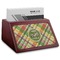 Golfer's Plaid Red Mahogany Business Card Holder - Angle