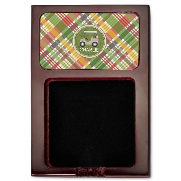 Golfer's Plaid Red Mahogany Sticky Note Holder - Flat