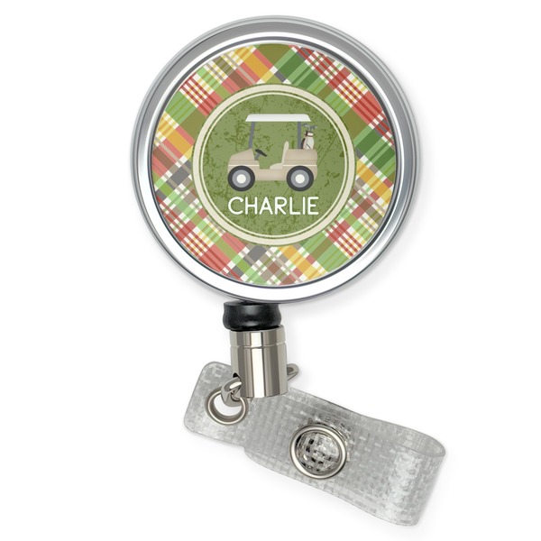 Custom Golfer's Plaid Retractable Badge Reel (Personalized)