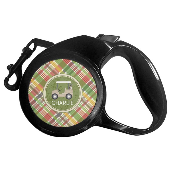 Custom Golfer's Plaid Retractable Dog Leash - Large (Personalized)