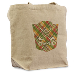 Golfer's Plaid Reusable Cotton Grocery Bag (Personalized)