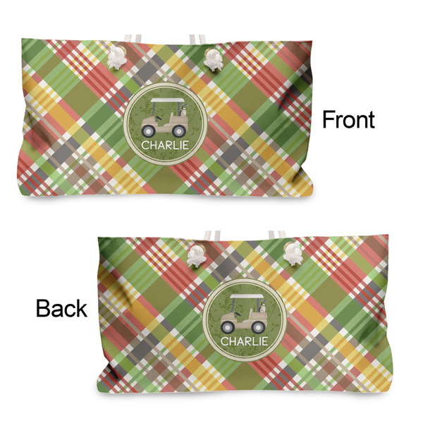 Golfer's Plaid Large Rope Tote - From & Back View
