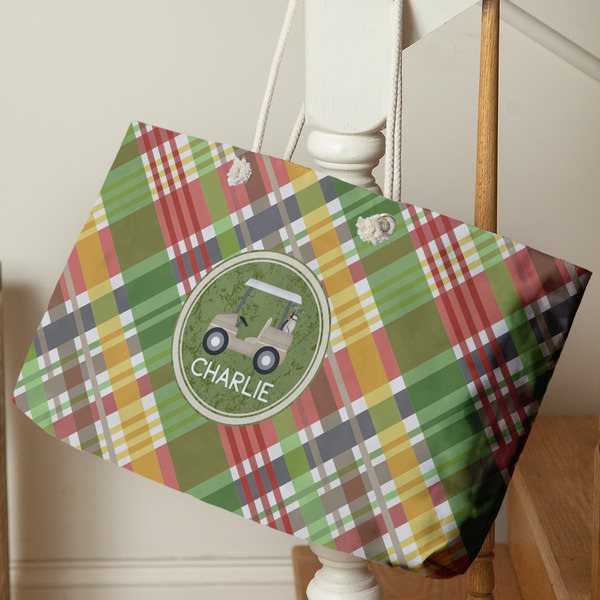 Golfer's Plaid Large Rope Tote - Life Style