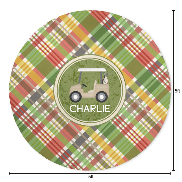 Golfer's Plaid Round Area Rug - Size