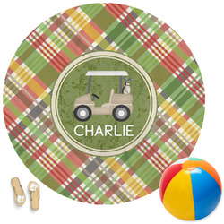 Golfer's Plaid Round Beach Towel (Personalized)