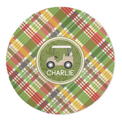 Golfer's Plaid 5' Round Indoor Area Rug (Personalized)
