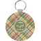 Golfer's Plaid Round Plastic Keychain (Personalized)