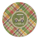 Golfer's Plaid Round Linen Placemat - Single Sided (Personalized)