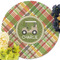 Golfer's Plaid Round Linen Placemats - Front (w flowers)