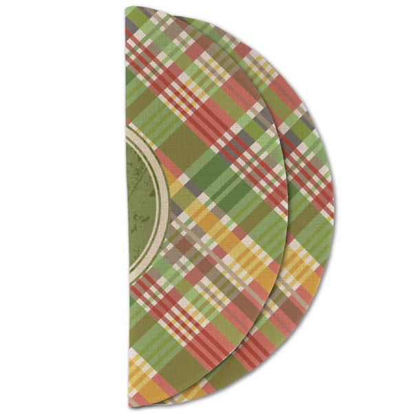 Golfer's Plaid Round Linen Placemats - HALF FOLDED (double sided)