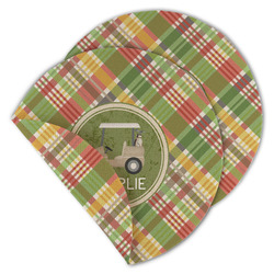 Golfer's Plaid Round Linen Placemat - Double Sided (Personalized)