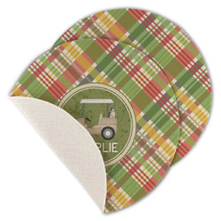 Golfer's Plaid Round Linen Placemat - Single Sided - Set of 4 (Personalized)