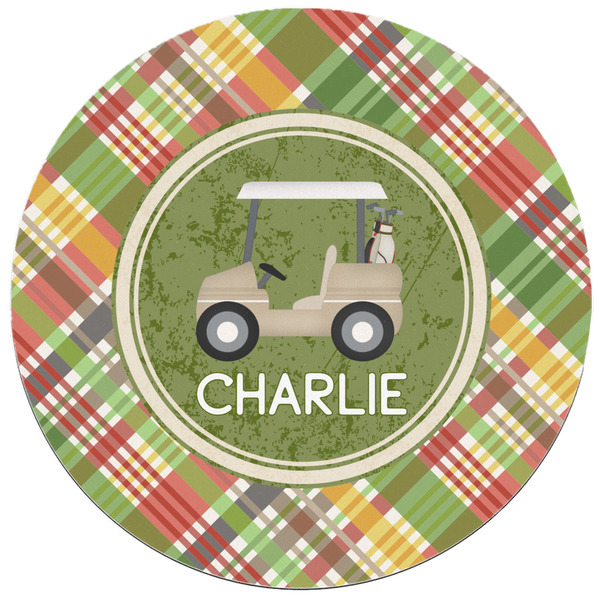 Golfer's Plaid Round Mousepad - APPROVAL